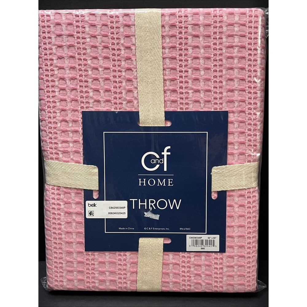 Carol & Frank Textured Waffle Throw Blanket Pink 50" x 60" Home Bedding Decor